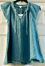 True Craft Teal Cotton A-line Top Sleeveless V-neck Fringe Womens Size S Nwt True Craft Teal Cotton A-line Top Sleeveless V-neck Fringe Womens Size S Nwt