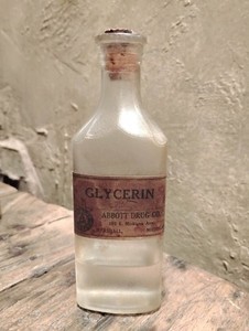 Spanish Flu Pandemic Period Glycerin antique apothecary bottle