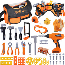 Kids Tool Set, 52PCS Toddler Tool Set with Electric Drill Toy  Kids Tape Measur