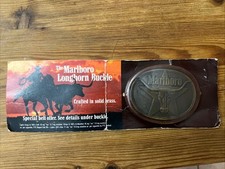 Vintage Solid Brass Marlboro Longhorn Belt Buckle