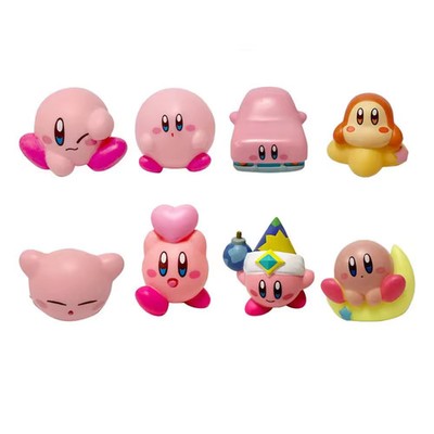 8Pcs Kirby Pink Car Heart Bomb Mini Action Figures Collectible Toy Set