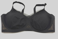 HoneyLove Bra Crossover Lift Silhouette Wireless Black Tan Large 38B/C Comfort