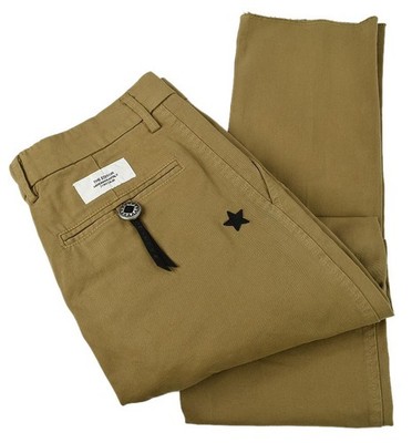 THE EDITOR Tan Handmade Cotton Stretch Flat Front Chino Pants 46 30 Italy NWT