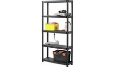 5 Tier Plastic Shelving Unit Garage Storage Rack Organiser Durable