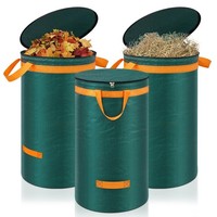 Gartenabfallsack Laubsammler Stabil Selbststehend Griffen Deckel 3 X 120L