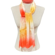 Orange Ombre Silk Scarf Vintage ECHO Long Rectangular 10 x 52" Made in Japan Tag