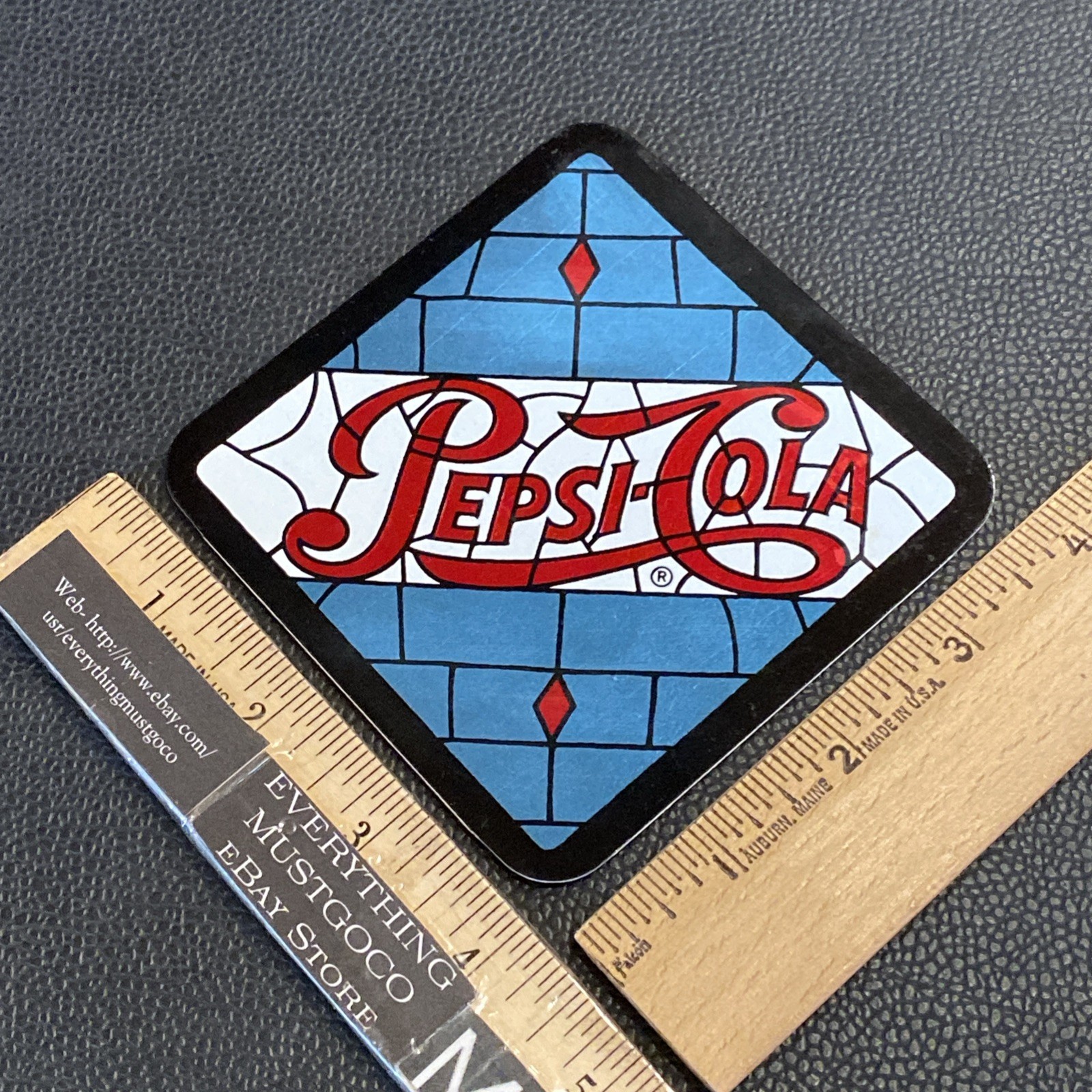 VTG Retro 1970s Pepsi-Cola Logo Vinyl Tiffany Style Stained Glass Motif Coaster