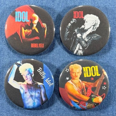 Billy Idol 80s Rock New Wave 2.25'' Pinback Buttons Retro Dance Music 4 Pins Set