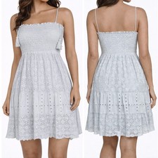 Vestito Donna Grigio Perla in Pizzo | Abito Estivo Spalline Sottili Elegante 576