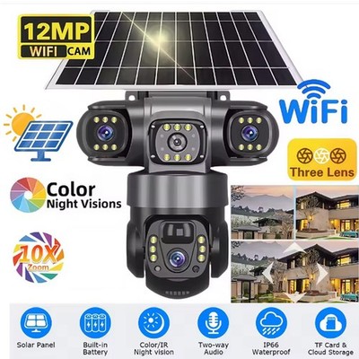 12MP Überwachungskamera Außen Solar WLAN Kabellos IP Kamera Akku PTZ IP66 CCTV