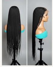 Black Braided Wig. Cornrow with Individual Braids. Full Lace Baby Hair -40in
