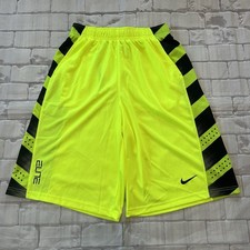 Boys Size XL Youth Nike Dri Fit Black  Neon Yellow Elite Basketball Shorts