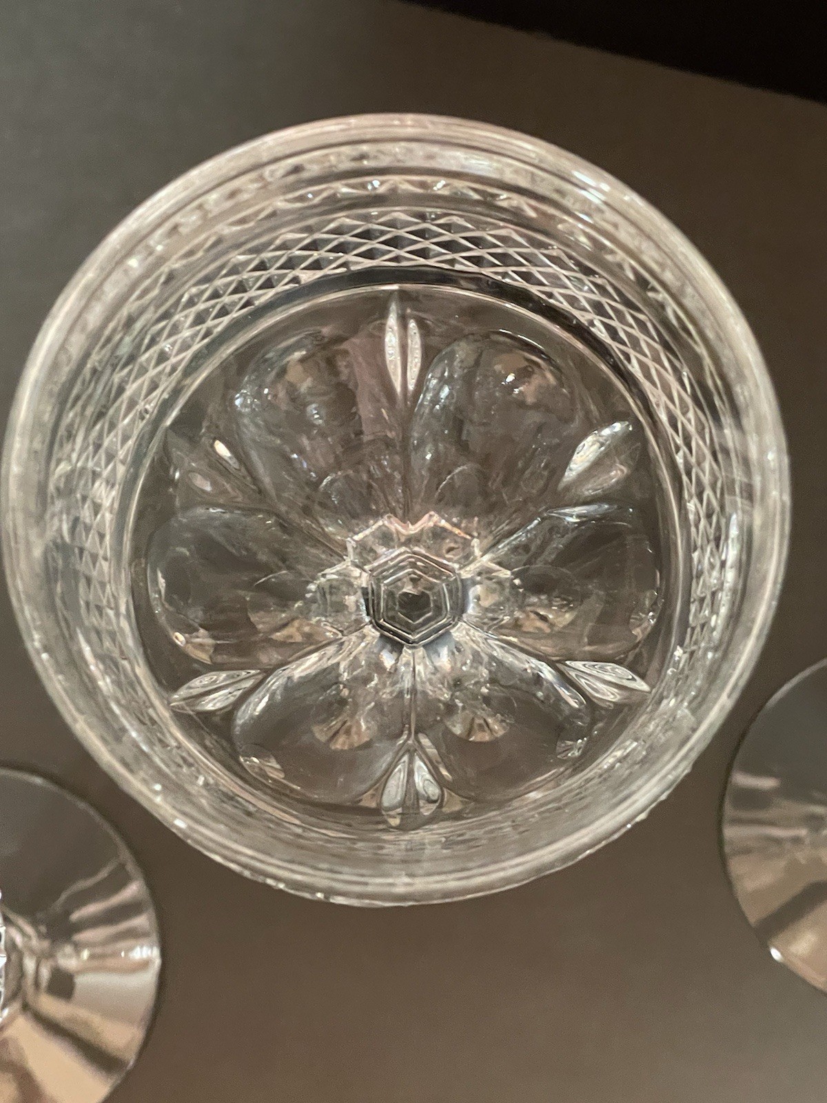 4 RIEKES-CRISA Williamsburg Cut Crystal Wine Hock  Goblet Glass Stemware 8”