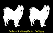 Samoyed Dog Two Pack of 5" White Vinyl Decals Car Laptop Tablet Window