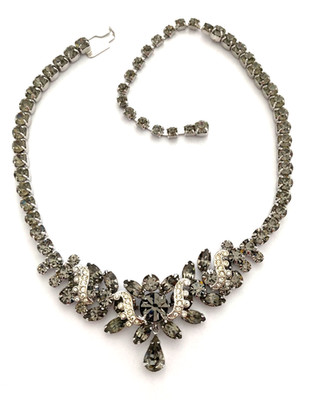 1950's WEISS Black Diamond NECKLACE in Beautiful Condition w/ Dangle/Drop