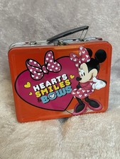 Disney Minnie Mouse Hearts Smiles  Bows Red Tin Lunchbox