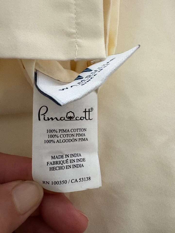 Juego de sábanas WAMSUTTA 625 TC Pima Cotton KING con (4) fundas de almohada King MARFIL NUEVO Foto 4 de 4