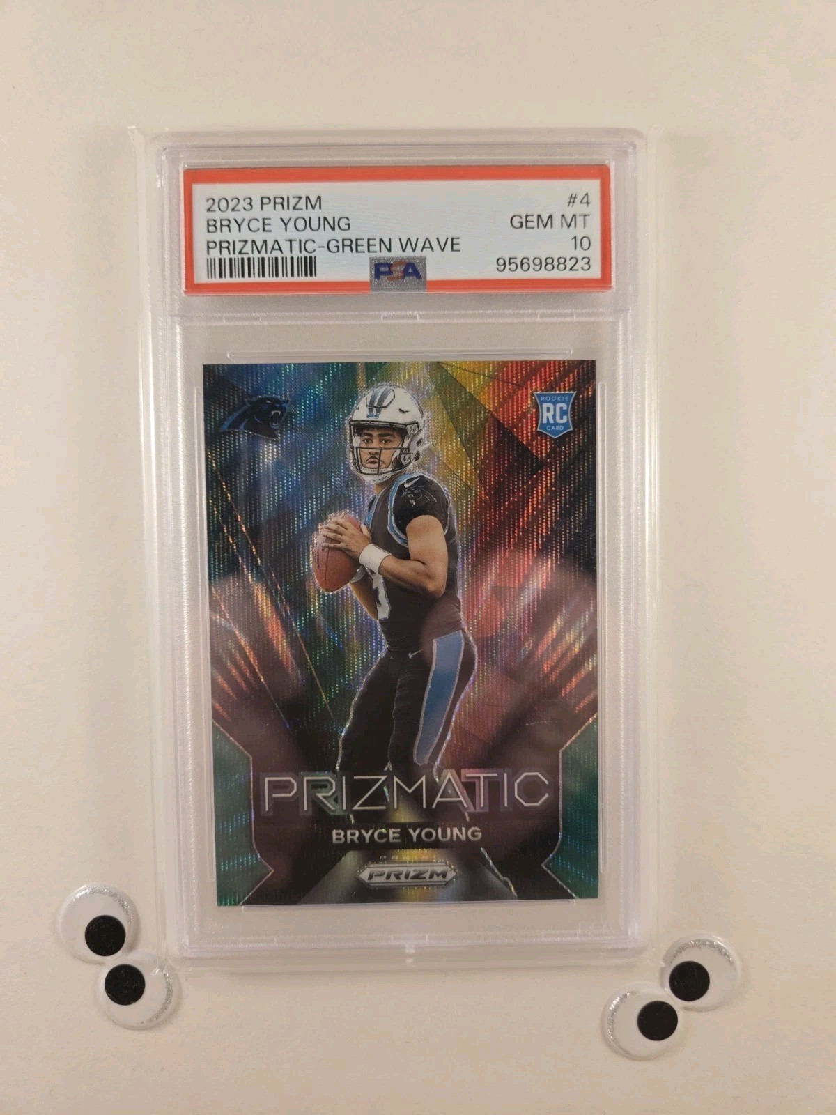 BRYCE YOUNG PSA 10 PRIZMATIC GREEN WAVE 2023 PANINI PRIZM RC PANTHERS ROOKIE NFL
