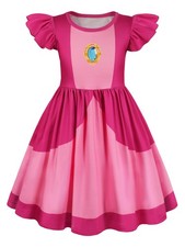 Pink Princess Dress for Girls 4-6 Halloween Costume Outfit 5-6 Years, Rose