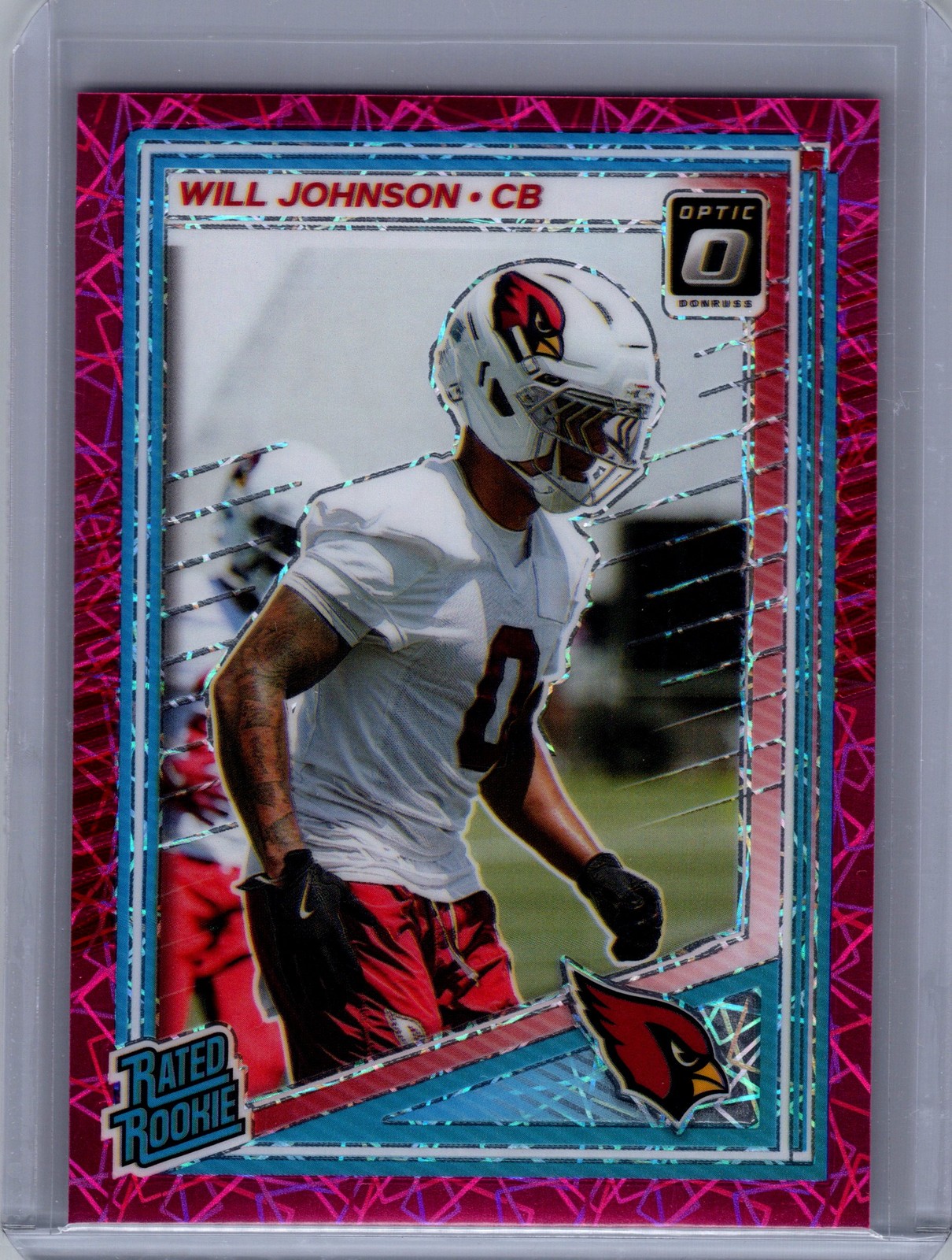 Will Johnson 2025 Donruss Optic #247 Pink Velocity Rookie Arizona Cardinals /99
