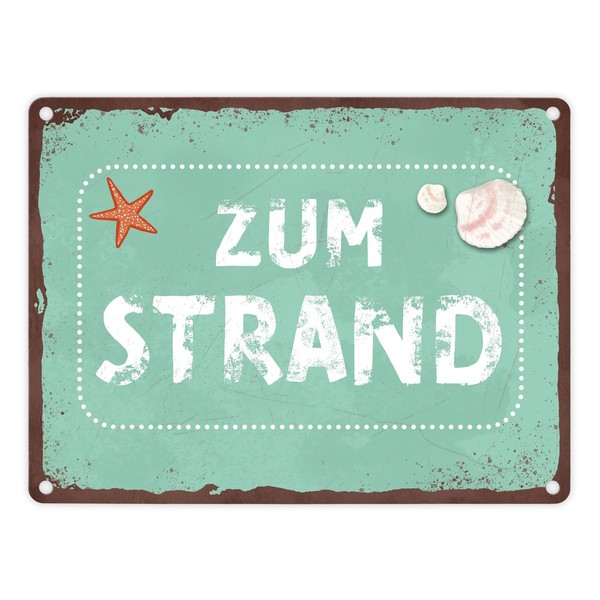 Zum Strand Metallschild In 15X20 Cm FüR Den Sommer-image