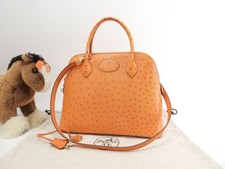 Hermes Bolide 31 Ostrich Orange Handbag Gold Hardwar 12.4*9.6*5.1 inch