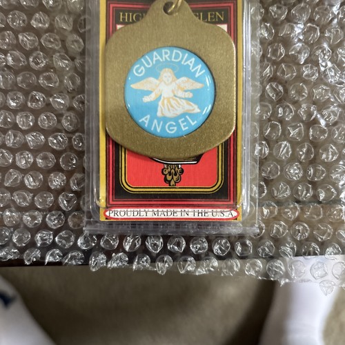 Guardian Angel Keyring Key Chain Ring Metal Gold Metal Made In USA New VINTAGE - Afbeelding 2 van 3