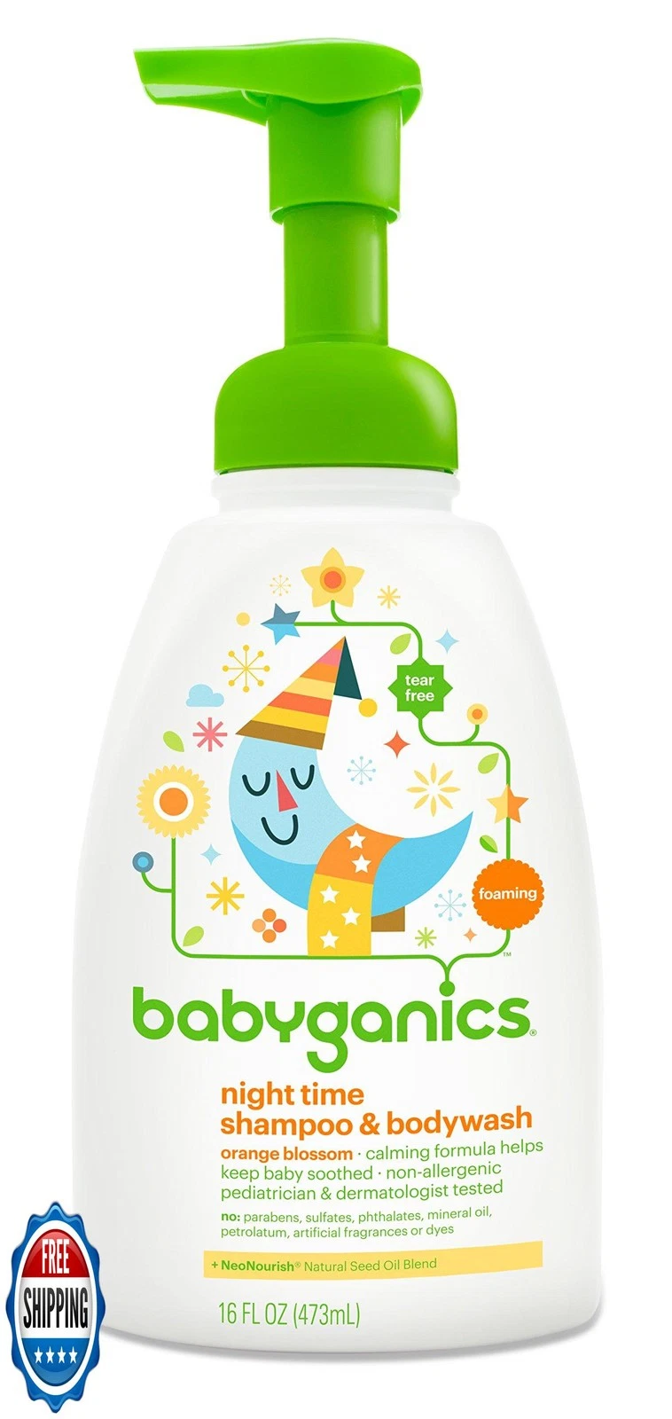 Babyganics Baby Shampoo + Body Wash Pump Bottle, Orange Blossom, 16oz, , Pack