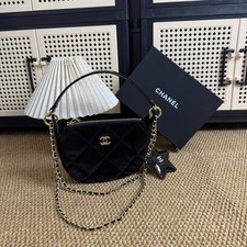 CHANELBEAUTY Classic Half Moon Velvet Chain Shoulder Bag Black GIFT GWP