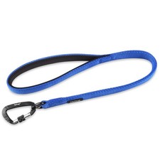 Bright Blue 24 Inch Nylon Traffic Short Dog Leash Soft Handle Aluminum Clip