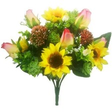 Artificial Flowers - 38cm Sunflower and Rose Bouquet