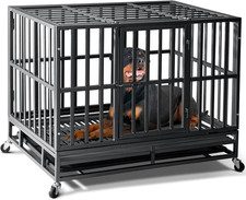 38 Inch Heavy Duty Indestructible Dog Crate,2025 New Upgraded Reinforced Basepla
