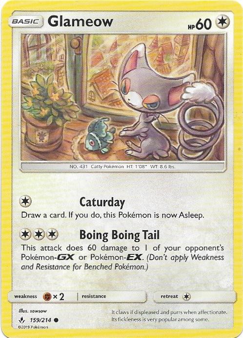 Glameow 159/214 Common Unbroken Bonds Pokemon Lightly Played