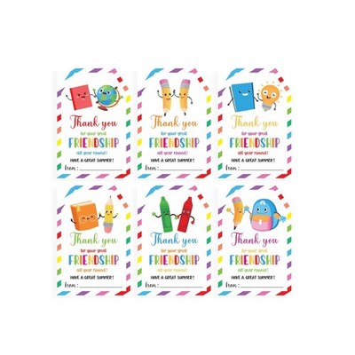 120Pcs End of School Year Friendship Gift Tag Stickers Thank You Appreciation La