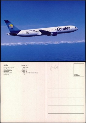 Postcard Airplane Airplane Avion Boeing 767 Condor 1993