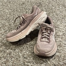 Hoka Bondi 8 Running Shoes Womens Size 9 Pink Mauve Max Cushion Road Sneakers