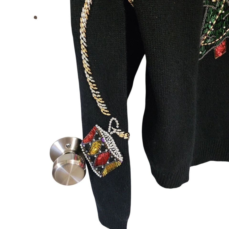 Suéter Navidad Vintage Westbound 2X Lana de Cordero Angora Lentejuelas Cuentas Vacaciones Foto 3 de 4