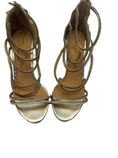 Nina Women's Silver Rhinestone Strappy Ankle Strap Open Toe heal Zip