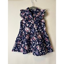 Janie and Jack Floral Ruffle Dress Merchant Marine Floral Print Navy Size 2T NEW