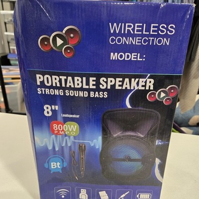 8''  800W Portable Speaker Bluetooth Digital Stereo Wireless Speaker Karoake NEW