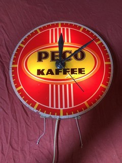 Alte elektrische Werbeuhr Peco Kaffee 60er Jahre