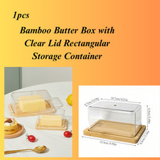 Bamboo Butter Box with Clear Lid Rectangular Storage Container