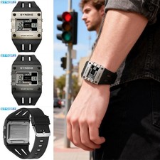 Men Square Watch Alloy Sport Watch Large LED Screen Waterproof Digital Backlight