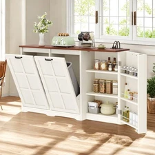 Dual Tilt Out Trash Cabinet 13 Gallon Recycling Kitchen Island Storage Cabinet