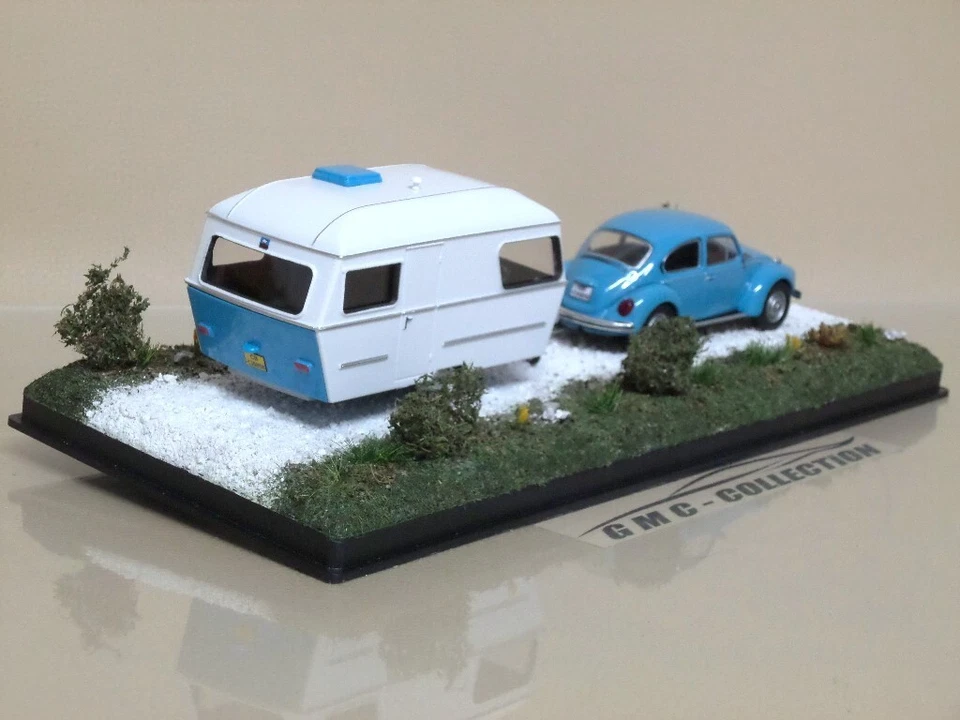 VW VOLKSWAGEN BEETLE CARAVAN ROULOTTE CAMPiNG + VETRiNETTA SHOWCASE UNiQUE 1/43 - Immagine 4 di 4