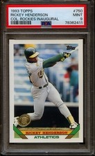 RICKEY HENDERSON 1993 TOPPS COLORADO ROCKIES INAUGURAL #750 PSA 9 MINT HOF RARE!