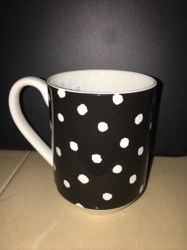 TAZA KATE SPADE LENOX 3 piezas PRIMROSE DRIVE negro blanco punto 14 oz nueva con etiquetas - Imagen 7 de 8