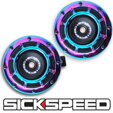 Sickspeed 2pc Neo Chrome Super Loud Compact Electric Blast Tone Horn Car 12v P26