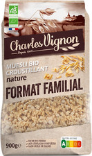 – Muesli Bio Croustillant Nature – Format Familial 900 G - Céréales Complètes, S