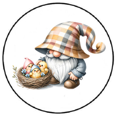 EASTER GNOME CHICKS IN BASKET ENVELOPE SEALS LABELS STICKERS PARTY FAVORS